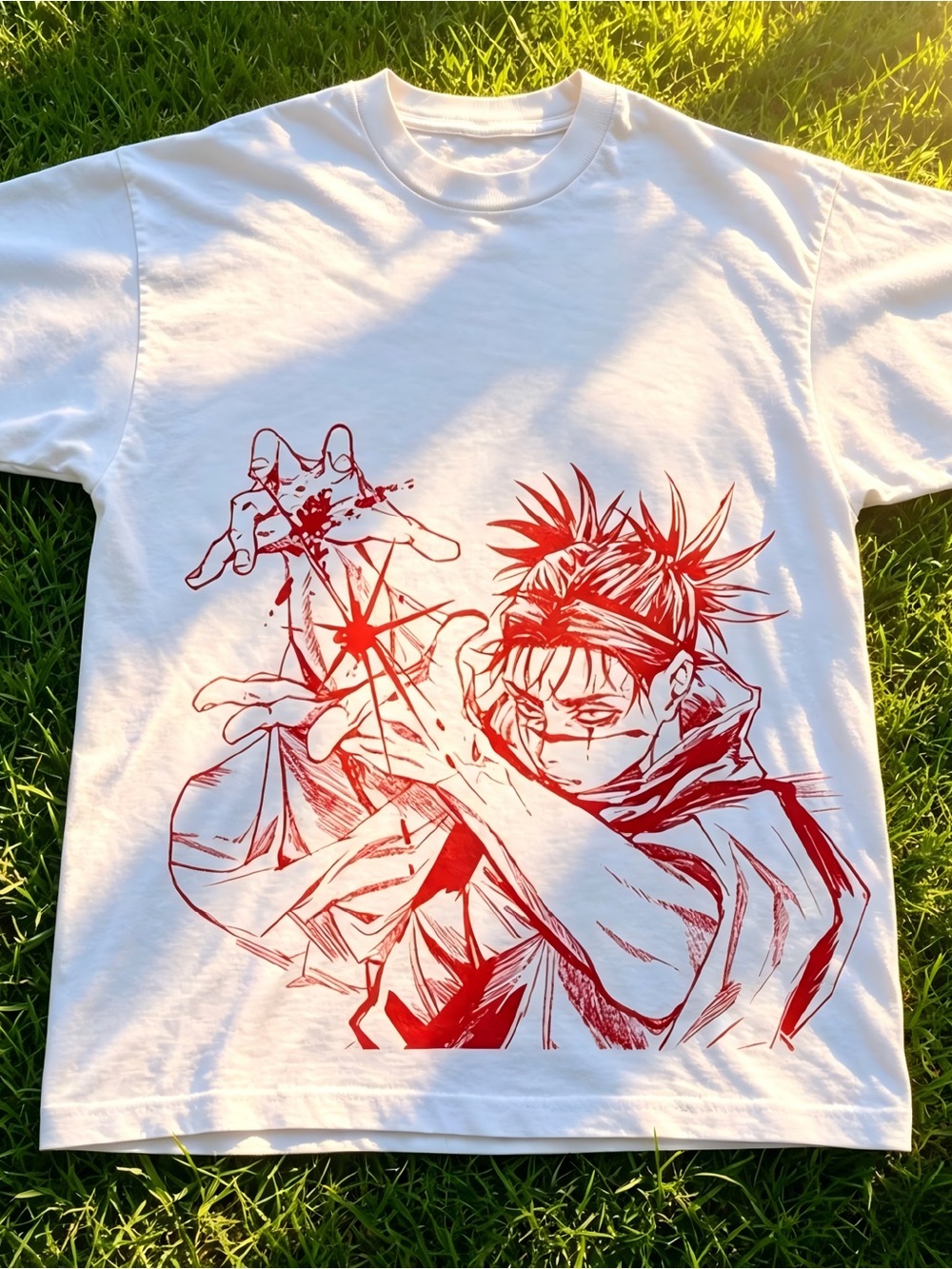 White Red Anime Style Graphic Women Men T-shirt unisex